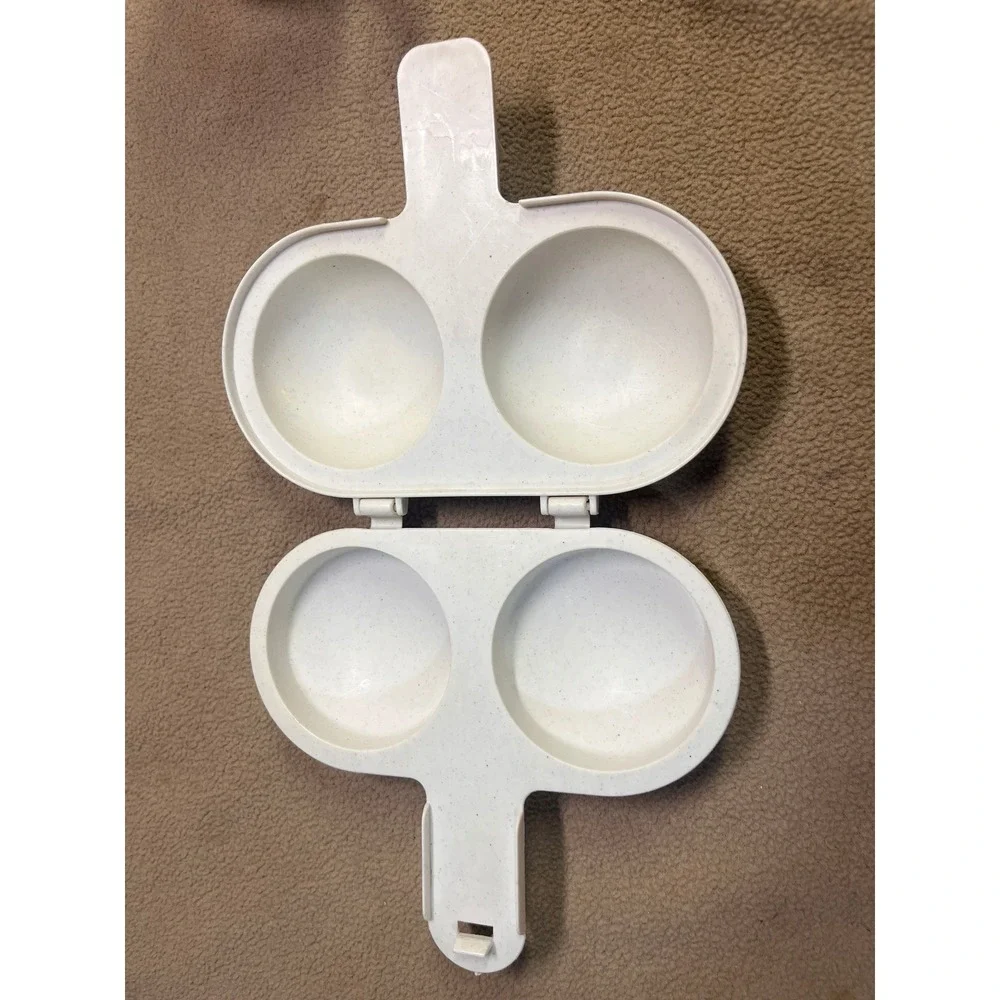 Nordic Ware Microwave Egg Poacher Dual Cavity Cream Speckled USA Made Kitchen